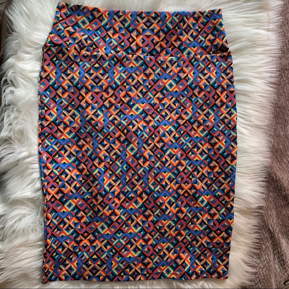 LuluRoe Geometic Multi-Colored Pencil Skirt Size L
